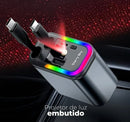 Carregador Automotivo Turbo 4 em 1 Com Cabos Retráteis e Projetor